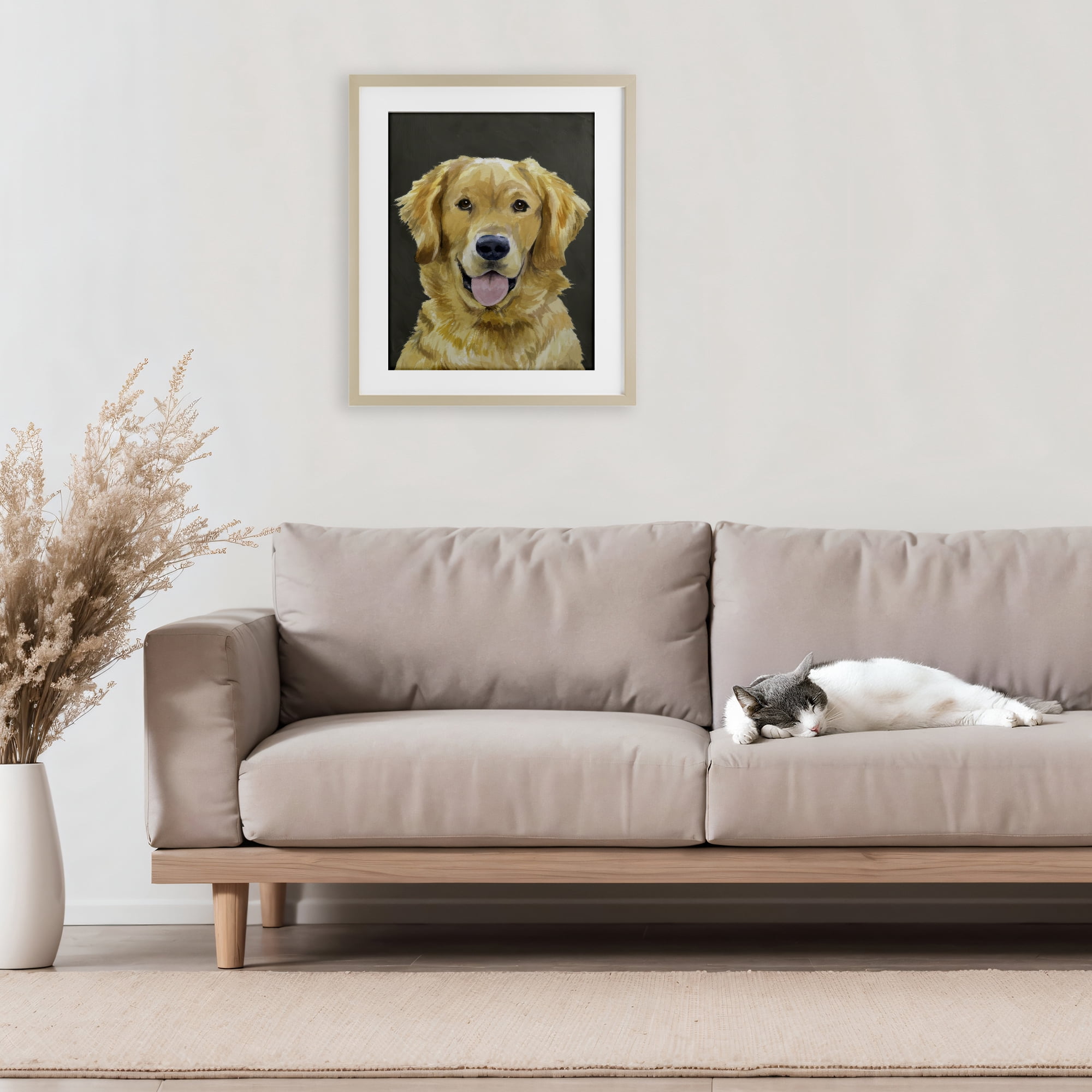 Stupell Industries Joyful Golden Retriever Portrait Birch Framed Print Under Glass, design by Lil' Rue