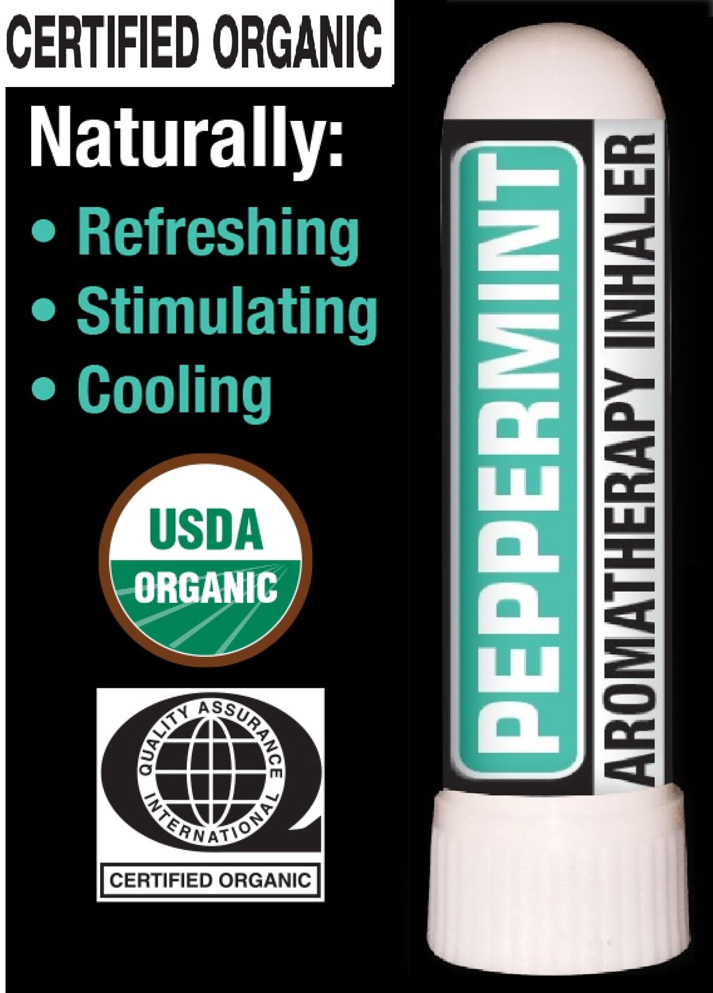 Nasal Inhaler Aromatherapy Peppermint - USDA Certified Organic - International Quality Assurance - Made with 100% Pure - Therapeutic Grade - Organic Essential Oils - 0.7 mL - by Prevenage Made in USA