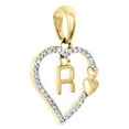 thumbnail image 2 of 10K Yellow Gold Diamond Heart Pendant Dangling Initial R Cut Out Charm 0.10 Ct., 2 of 6