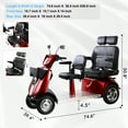 thumbnail image 2 of QEEKA Multi Seat Mobility Scooter,Size Robust Design, Stable & Comfortable for Travel,1000W Heavy Duty 4 Wheel Mobility Scooters 600Lbs,25-31 Miles of Range,Red, 2 of 9