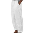 thumbnail image 5 of Lovzfmll Women's Wide Leg Pants, Printed Linen Elastic Waist, Casual Ankle Length Pants Black, S, 5 of 6
