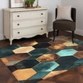 thumbnail image 4 of Rectangle Rug 4x6ft Area Rug,Abstract Geometric Colorful Moroccan Area Rugs for Living Room Bedroom,Vintage Hexagon Collage Art Floor Mat Non-Slip Non-Shedding Carpet Indoor Accent Rugs, 4 of 9
