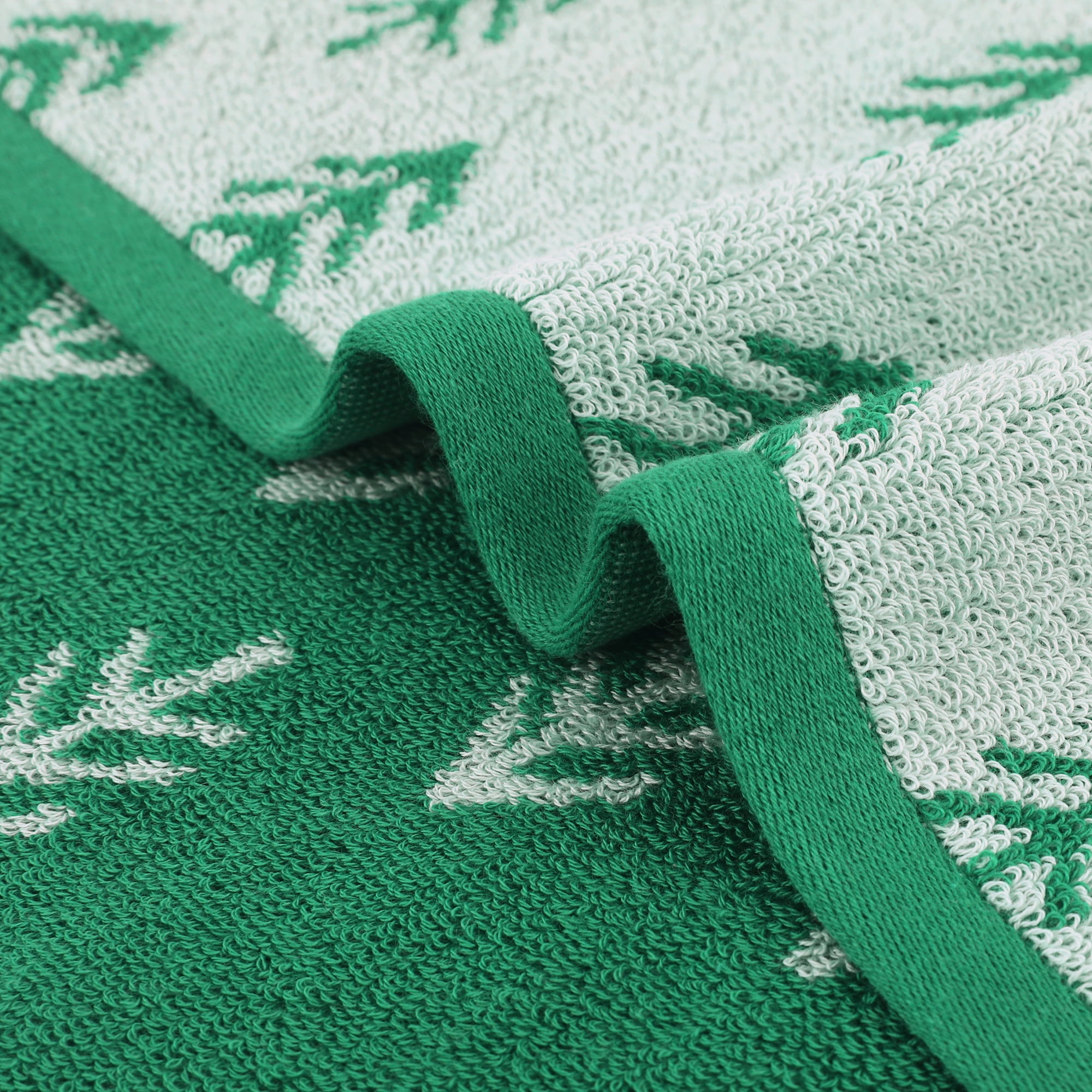 Unique Bargains Cute Plant Pattern Hand Towels Set for Bath, Kitchen Green 2-Piece
