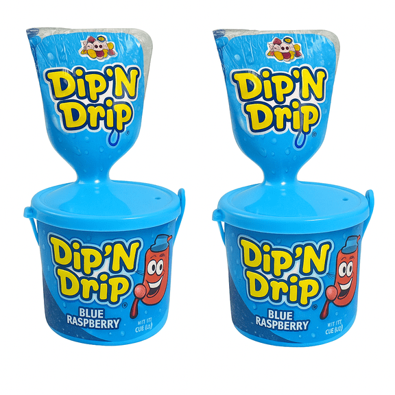 Dip’N’Drip Powdered Candy Bucket with Dipping Stick, Blue Raspberry, 2-Pack