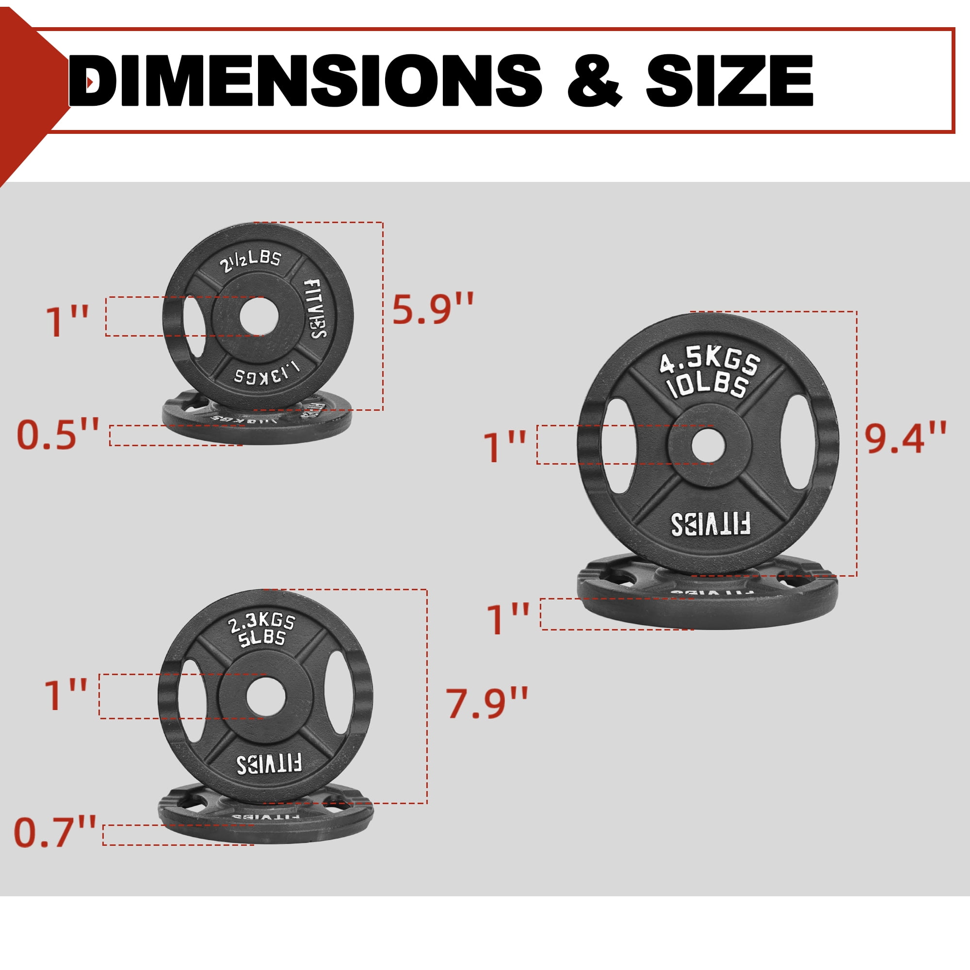 FlexWave 1-Inch Olympic Cast Iron Weight Plates Set – 35LB Total (2x2.5lb, 2x5lb, 2x10lb) – Perfect for Standard Olympic Barbells