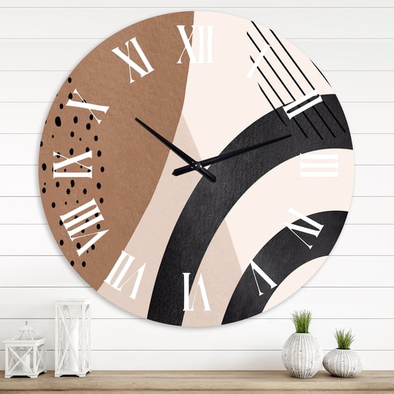 Designart 'Abstract Shapes In Terracotta And Ivory Shapes Iii' Modern Wall Clock