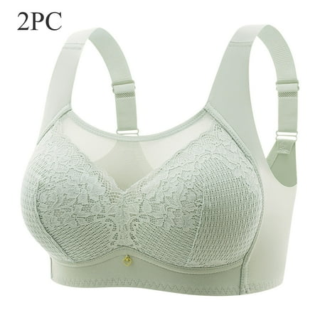 Herrnalise 2PC Women s Breathable Bralette Underwear Cotton Sports Bras Front Closure Tanks Sleepwear Summer Lingerie Mint Green-L