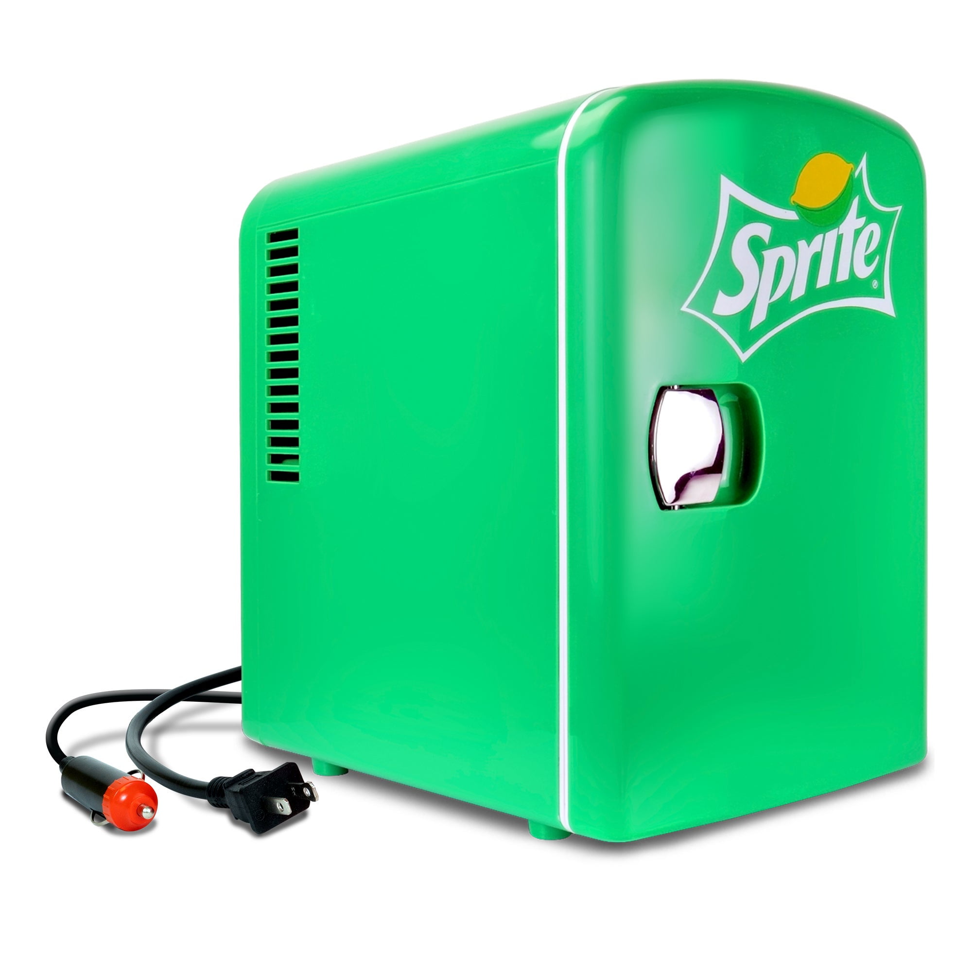 Coca-Cola Sprite 4L Cooler/Warmer w/ 12V DC and 110V AC Cords, 6 Can Portable Mini Fridge, Personal Travel Refrigerator for Snacks Lunch Drinks Cosmetics, Desk Home Office Dorm, Green