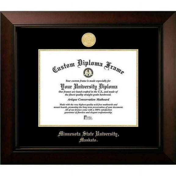 Campus Images MN997LBCGED-1185 11 x 8.5 in. Minnesota State University & Mankato Mavericks Legacy Embossed Diploma Frame, Black Cherry & Gold