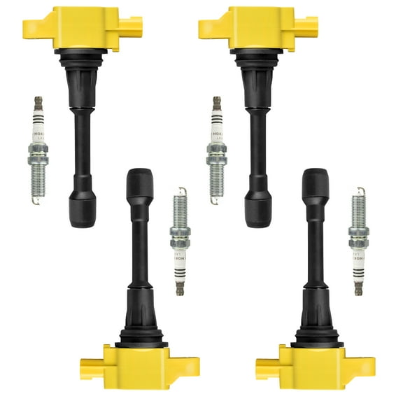 4 Heavy Duty Ignition Coils and 4 NGK Ruthenium Spark Plugs Compatible with Nissan Sentra Cube Replacement for UF549 Fits select: 2012 NISSAN ALTIMA S, 2015 NISSAN ALTIMA 2.5/S/SV/SL