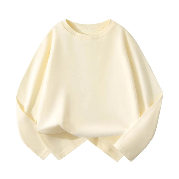 JAJAHO Boys Girls Long Sleeve T Shirt Kids Cotton Spring Fall Clothes Crew Neck Loose Fit Solid Color Base Layer Tees Shirts 2-16Y Stylish Tops