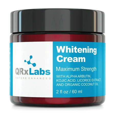 Skin Whitening Cream with 2% Alpha Arbutin, Kojic Acid & Licorice Root Extract - Maximum Strength Brightening for Face, Neck & Body - Dark Spots, Hyperpigmentation, Melasma and Sun Damage - 2 fl (Best Skin Whitening Cream)