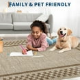 thumbnail image 3 of IdealHouse 9'x12' Washable Kitchen Runner Rug, Non-Slip, Soft Modern Low Pile Checkered Hallway Rug for Bedside, Bathroom, Living Room, Taupe, 3 of 9