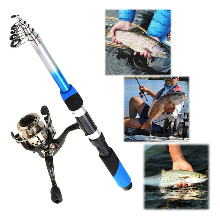 Fishing Tackle Set with 2.1m Telescopic Fiberglass Fishing Sea Rod Spinning Fishing Reel Fishing Baits Hooks Fishing Bag Kit Seawater Freshwater