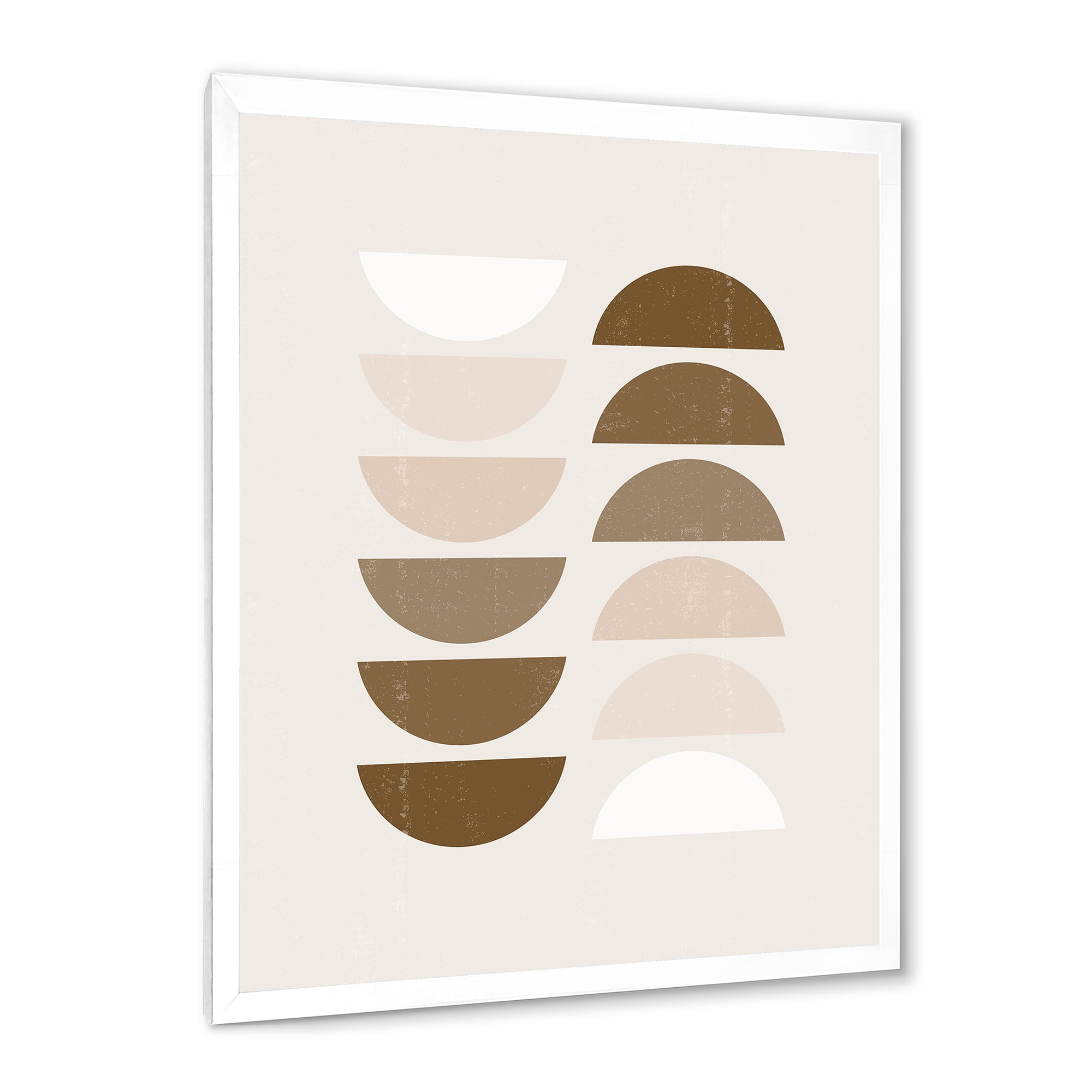 Designart 'Abstract Moon and Sun Geometrics In Terracotta II' Modern Framed Art Print