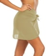 thumbnail image 3 of Defitshape Women's Beach Wrap Skirt Spring Summer Travel Vacation Sarong Swimsuit Coverup Swing Soft Loose Casual Cover Up Chiffon Beachwear Light Brown X-Large, 3 of 4