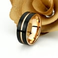 thumbnail image 2 of Men's Women's Tungsten Wedding Band Engagement Ring 8mm Pipe Cut Black & Rose Gold Plated Ring, SZ 14, 2 of 3