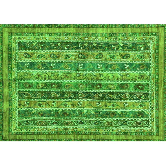 Ahgly Company Indoor Rectangle Abstract Green Modern Area Rugs, 2' x 4'