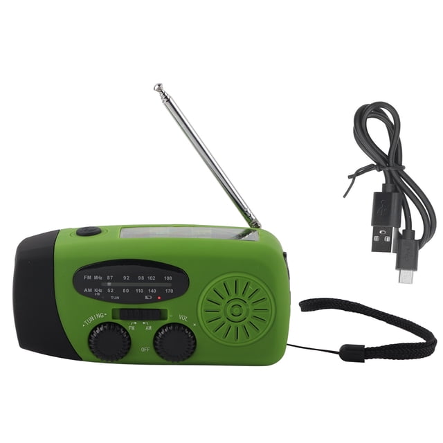 Radio Solar De Manivela Radio De Emergencia Multifuncional Radio LED con Linterna para Acampar Al Aire LibreGreen Europe