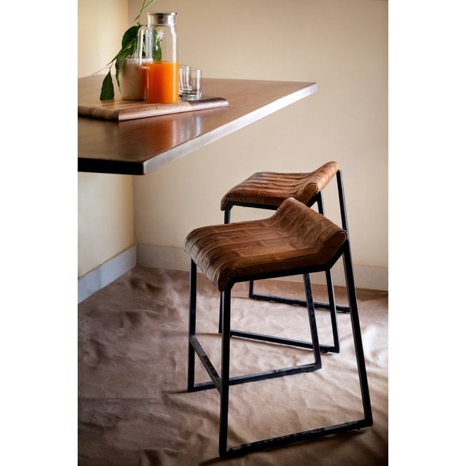 Vendara Top Grain Leather Bar or Counter Stool Heritage Bark Brown Counter Height,Bar Height,Counter height