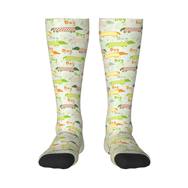 Fotbe Dachshund Dog Puppy Calcetas Divertidas Estampadas para Hombre y Mujer, Calcetas de Algodón hasta la Rodilla para Caminar, Correr, Enfermería y Embarazo
