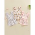 thumbnail image 4 of Yunliwuli Toddler Girls Overalls Flower Print Fly Sleeve Backless Shortall Kids Summer Romper Jumpsuit, 4 of 10