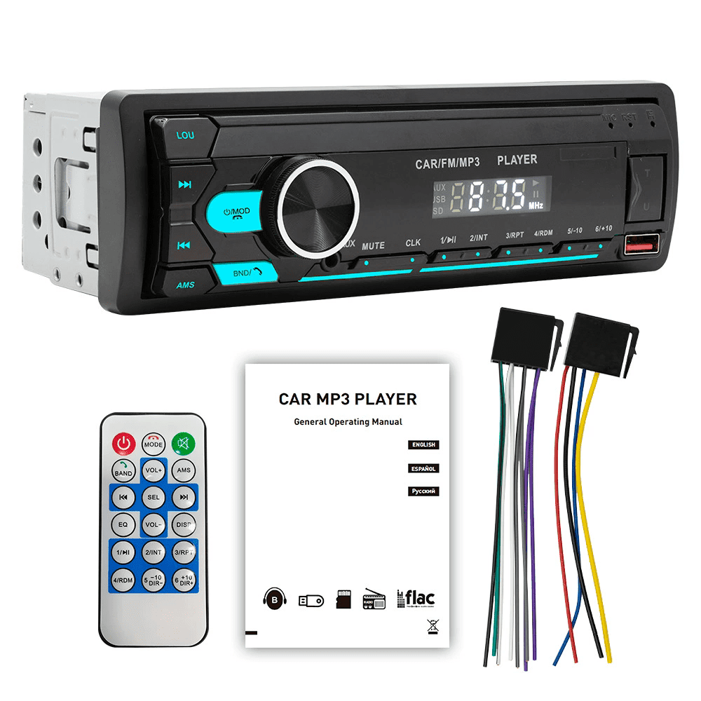 Car Stereo Radio 1Din Player FM MP3 Player Digital Bluetooth Car Radio Stereo Audio Music USB/SD with In Dash AUX Input