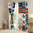 thumbnail image 3 of Patchwork Southwestern Curtains 42"Wx90"L Western Boho Curtains & Drapes Tribal Aztec Hippie Window Curtains Western Bedroom Exotic Bohemian Window Treatments 2 Panels Teal Orange, 3 of 6