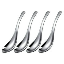 ELAYARD 4pcs Chinese Soup Spoons Silver Stainless Steel Utensils for Serving Soup