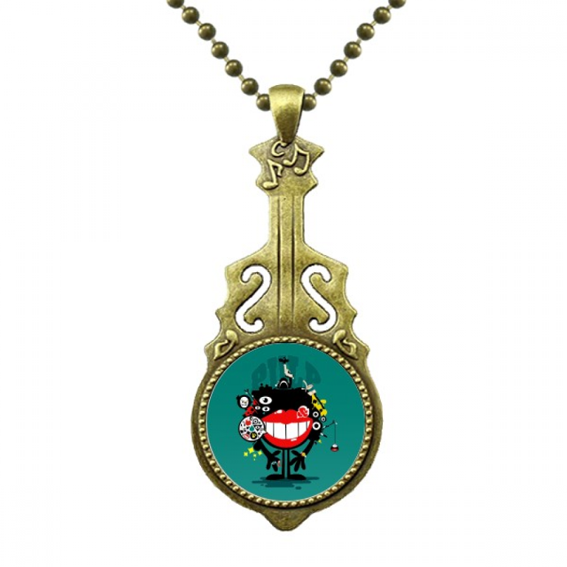 Universo y monstruo alienígena Collar Guitarra Antigua Joyería Música Colgantes Unbranded M