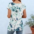 thumbnail image 6 of Womens Tops Short Sleeved Button-up Round-neck Printed Base T-shirt Mint Green L, 6 of 8
