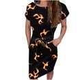 thumbnail image 2 of Robes pour Femmes Été 2024, Robe à Lacets, Col Rond, Manches Courtes, Ceinture, 50 % de Réduction!, 2 of 6