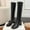 #090-Black, variant on Women's Fashion Casual Winter Solid Color Thick Heel Square Toe Mid-Calf Boots with Blocks Heel for All-Day Comfort Water-Resistant Faux Leather Boots for Fall and Winter Seasons