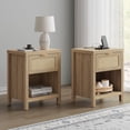 thumbnail image 4 of SICOTAS Rattan Nightstands Set of 2 with Charging Station, Farmhouse Beside Tables with Drawer&Shelf for Bedroom,Light Oak, 4 of 11