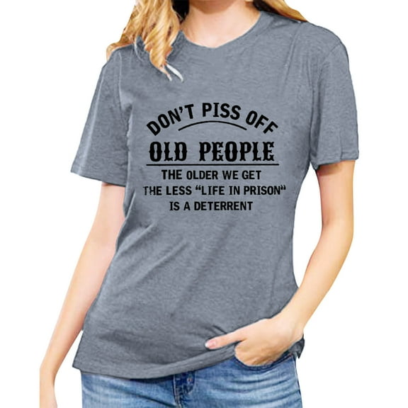 iHengLiXing Plus Size Spring Tops for Womens Dressy Casual Womens Letter Printed T-Shirt Round Collar Short Sleeve Graphic Tees Gray XL