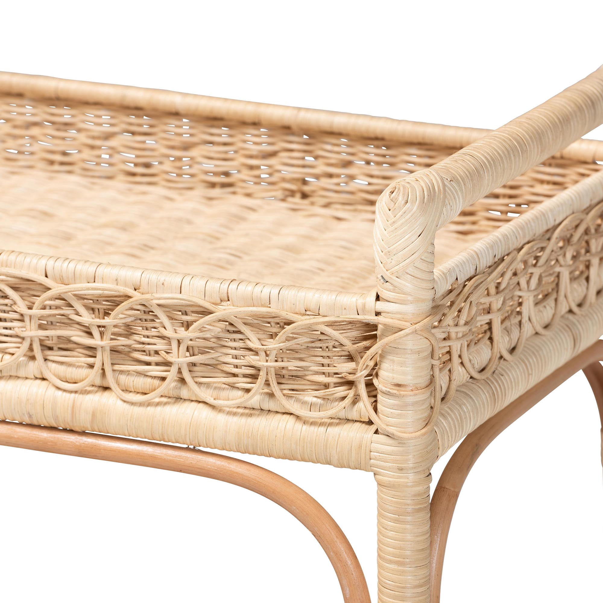 bali & pari Carole Boho Kitchen Cart, 2-Tier, Natural Rattan