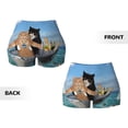thumbnail image 5 of Lsque Two Brave Cats Are Floating On The Sea Iceberg Pattern High Waisted Biker Shorts for Women-Tummy Control Fitness Athletic Workout Running Yoga Gym Shorts,Moisture-Wicking-XX-Large, 5 of 9