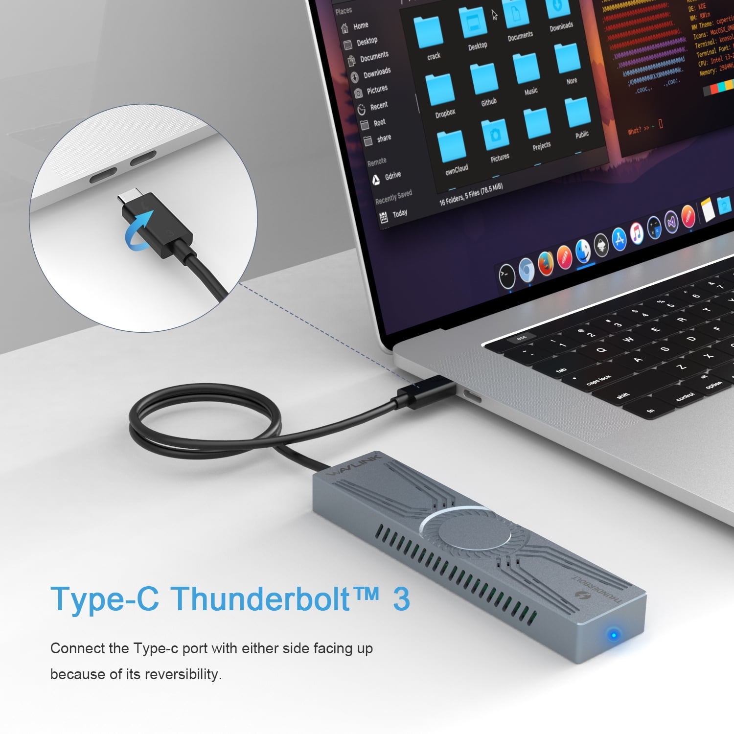 2TB M.2 Enclosure for PCIe NVMe SSD, 40Gbps Type-C to M Key/B+M Key Hard Drive Case, SSD Enclosure