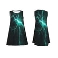 thumbnail image 7 of Honeii Green Lightning Flash Print Women's Sleeveless Dress, Loose Fit Casual Dress for Women, Summer Fashion Dress, 7 of 7