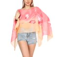 thumbnail image 4 of Jdlsppl Women's Cover Up Shirt Soft Sheer Poncho Summer Top Button Up Chiffon Blouse Beach Long Fashion Swing Elegant Cape Watermelon Red One Size, 4 of 4