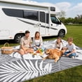 thumbnail image 6 of LUOVEN Waterproof Reversible Outdoor Rug 9x12 Plastic Straw Patio Rug for RV, Camping, Deck, Garden, Backyard, Porch, Gray & White, 6 of 8