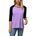 thumbnail image 6 of UngA Tshirts for Women Womens Long Sleeve Crewneck Shirts Fall Winter Casual Work Tops Loose Fit Clothes Trendy Basic Outfits 2025 Purple,M, 6 of 6