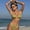 Yellow, variant on Women Sparkle Sequin Triangle Bikini Set, Adjustable Backless Halter Strap Top & High Cut Bottom Two-Piece Swimsuit