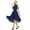 Navy Blue, variant on iEFiEL Womens Sleeveless Halter Neck Bridesmaid Dress High Low Evening Party Flare Dress