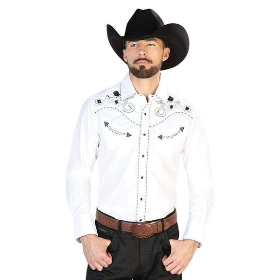 El General Embroidery Western Shirt White/Black 42941