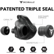 Decibullz Custom Molded Earplugs, One Count - 31dB NRR, Comfortable Protection for Shooting & Travel (Black)