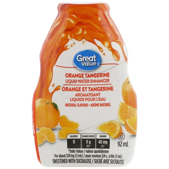 Great Value Orange Tangerine Value Size Liquid Water Enhancer, 92 ml, Orange Tangerine