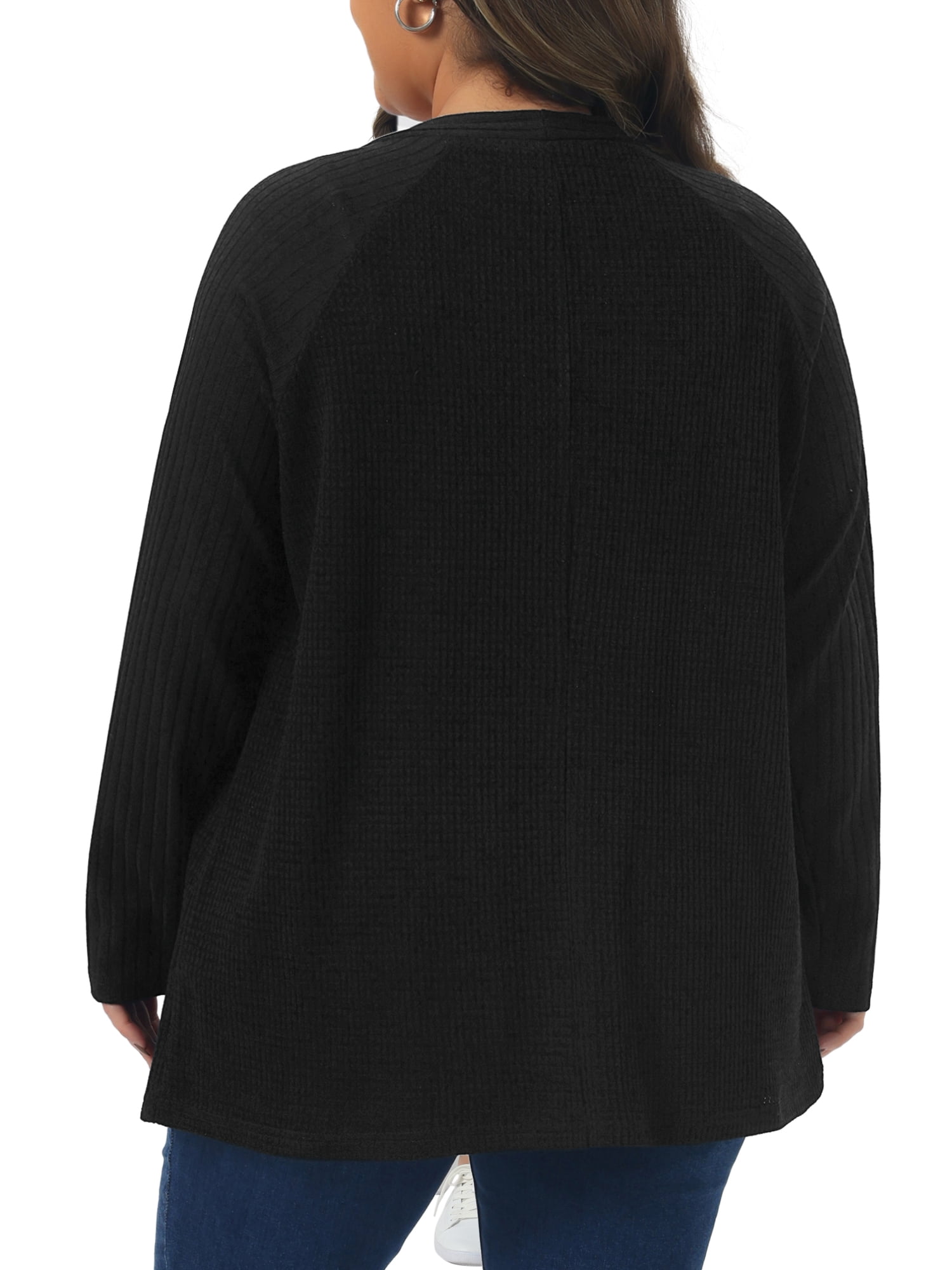 DARING DIVA Women's Plus Open Front Long Sleeve Lightweight Cardigans 3X Black