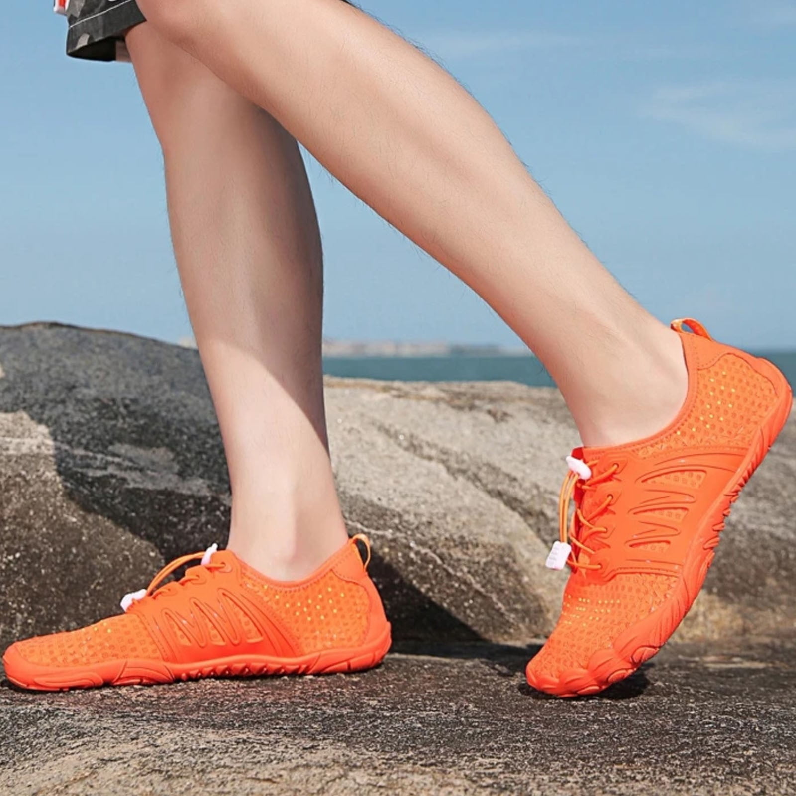 Mepaouo Water Shoes for Women Men Breathable Quick-Dry Barefoot Hiking Athletic Surf Pool Swim Shoes