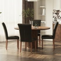 EOP Modern Upholstered Dining Chairs Set of 4, Tufted Parsons Dining Room Chair with Nailhead Trim, Armless Kitchen Side Chair with Wood Legs, Black